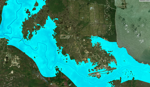 Flood plain boundaries and water depths