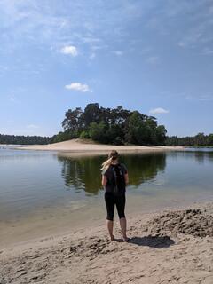 student on beach